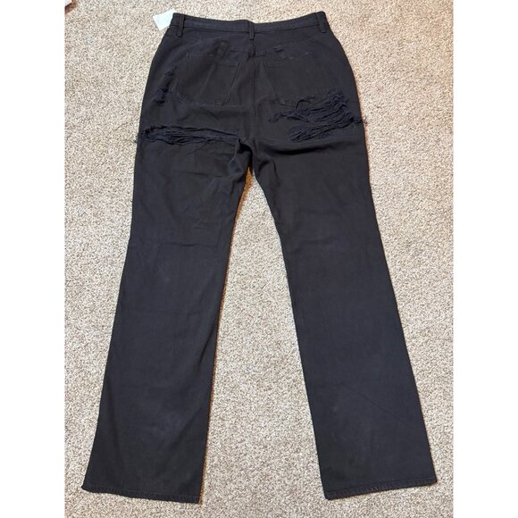 NEW Good American Khloé Long Distressed High-Rise Black Relaxed Denim Jeans 16 - Picture 14 of 16